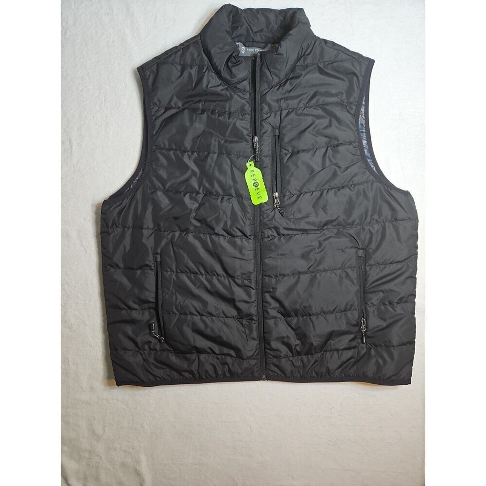 Free Country Quilted UL Puffer Vest Men XXL Black Synthetic Hike Camp Fish Trail